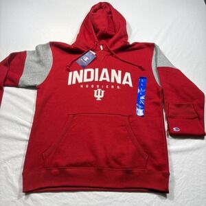 Champion Indiana Hoosiers Red Gray Hooded Sweatshirt Hoodie NCAA‎ Large